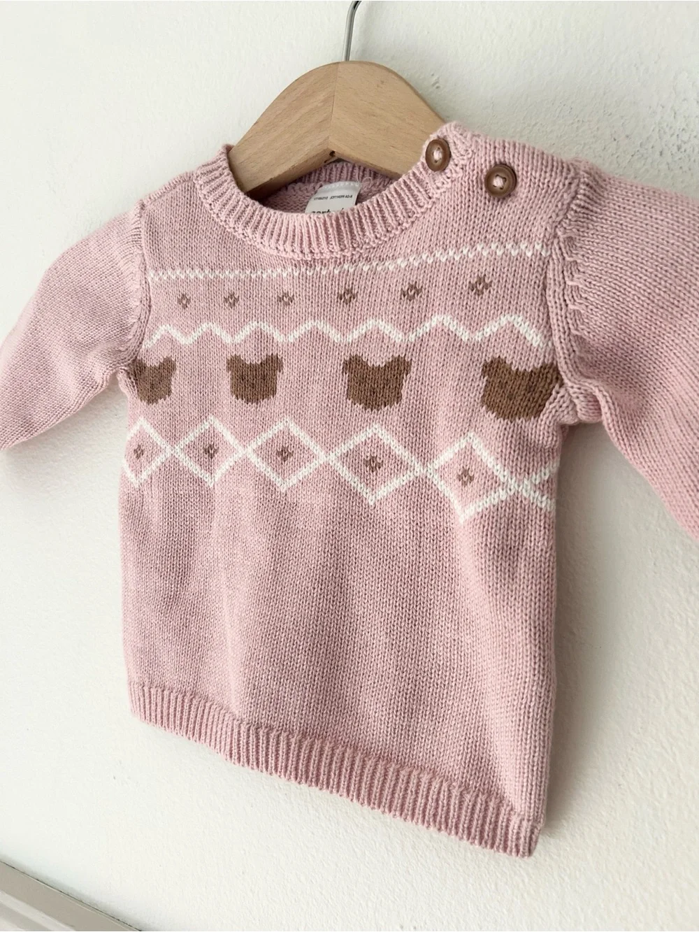 ⭐️ NEW Carter’s Newborn Pink Bear Knit Pullover Sweater